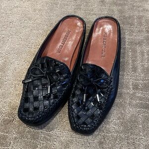 Robert Zur Leather Backless Loafers Black